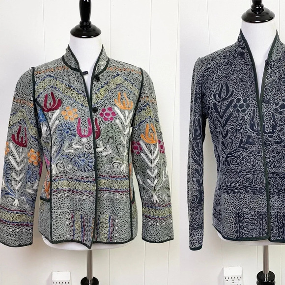 Reversible Tapestry Jacket Womens S/M Wearable Art Boho Lagenlook Colorful - Picture 1 of 16